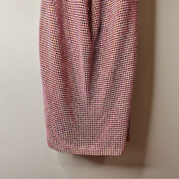 Custom Made Halter Dress With Pink Shimmering Rhinestones - Size 2 - Picture 5 of 16